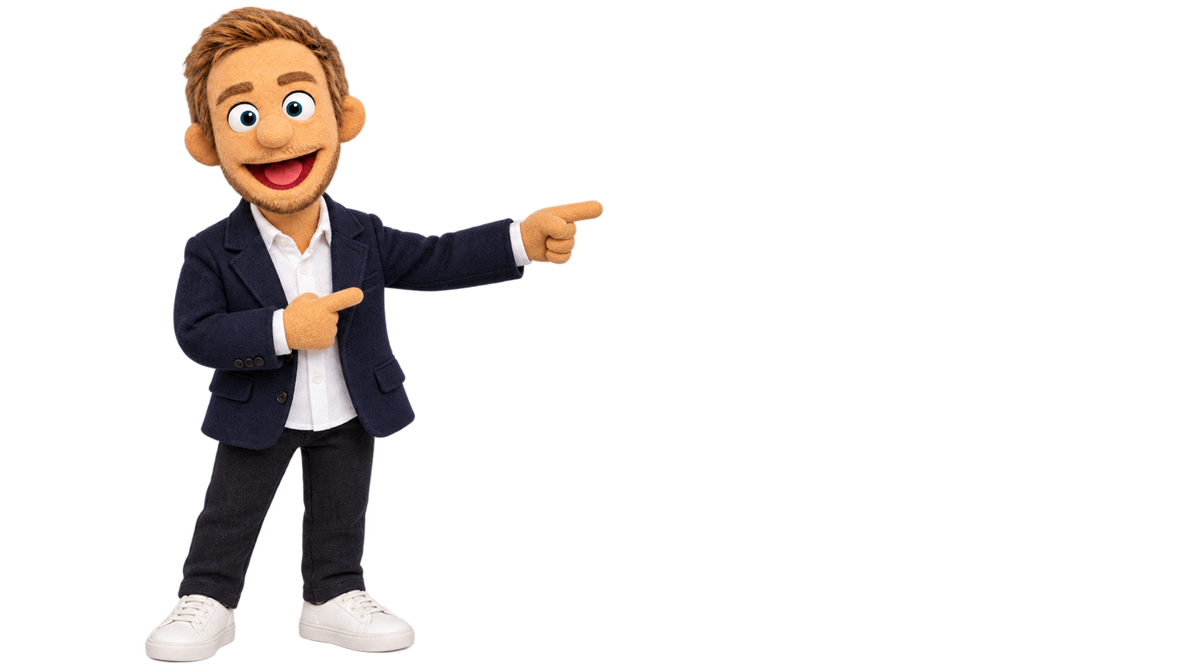 Oliver puppet pointing toward the projects