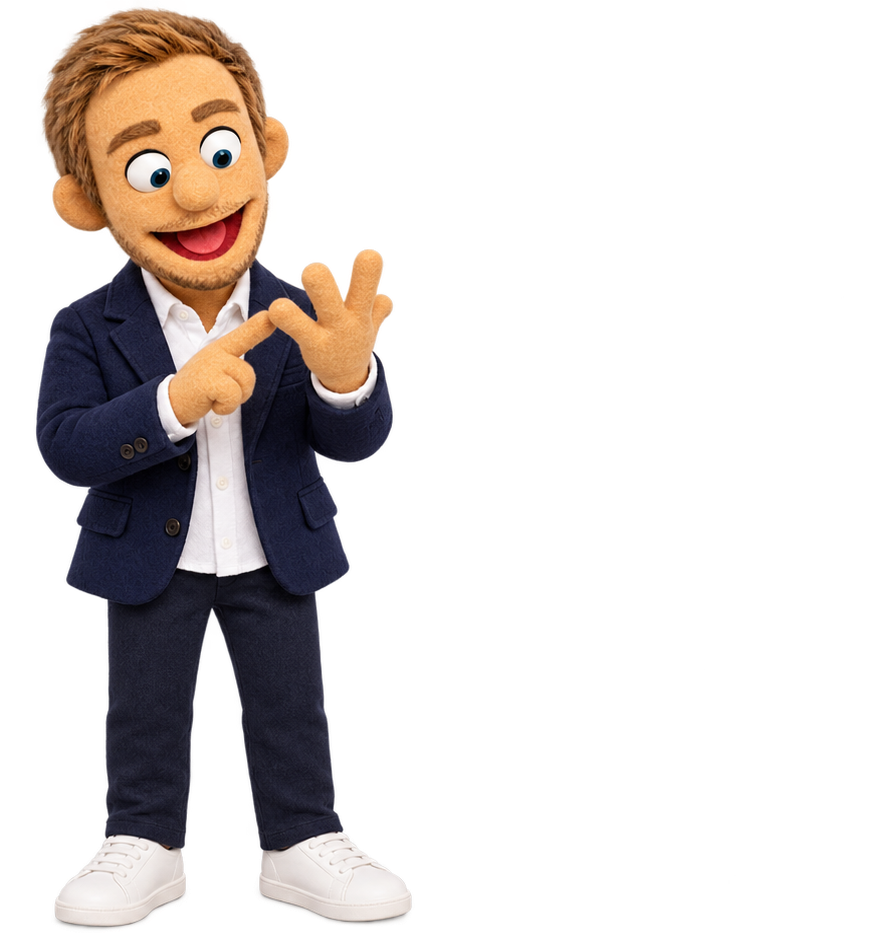 Oliver puppet counting on his hands